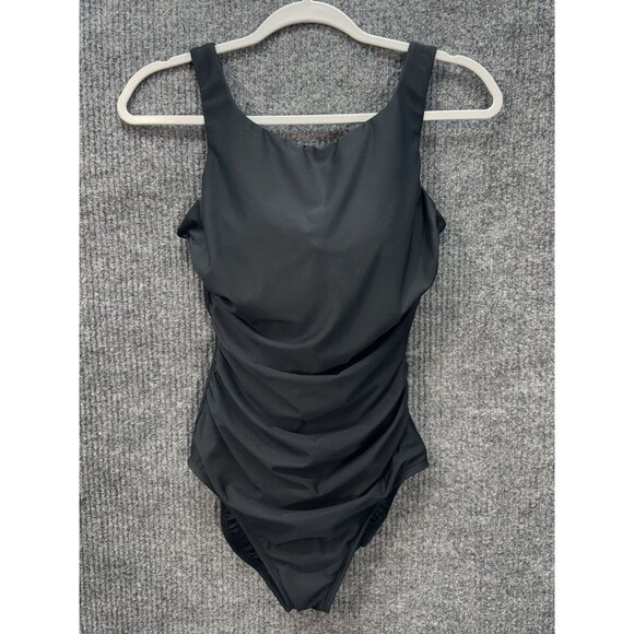 Miraclesuit Regatta One Piece Swimsuit Womens 10 Black Underwire High Neckline